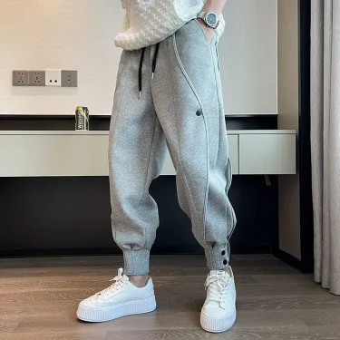 New Season New High Waisted Sports Pants for Men Loose Handsome Fashionable Casual, Ankle Tied, Haren Sweatpants Ins 1