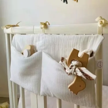 Baby bedside dual-pocket storage bag Portable diaper storage bag Newborn bedside multi-functional storage bag cute 3