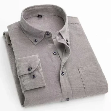 Plus Size S~6XL Corduroy Shirt Men Casual Long Sleeve Regular Fit Business Dress Shirts For Male Soft Leisur Comfortable Pocket 1