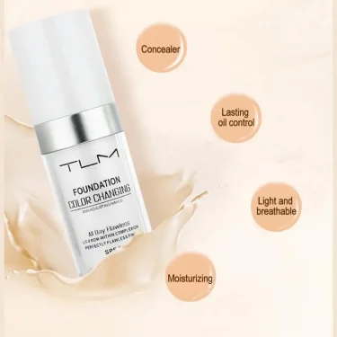 TLM Foundation Magic Color Changing Foundation Liquid Soft Matte Long Lasting Hydrating Makeup Base maquiagem 4