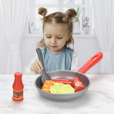 8PCS Children Kitchen Food Toys Simulation Cookware Game Set Pretend Play Pot Steak Vegetable Bread Hot Dog Omelette Kids Gift 2