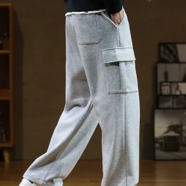 Spring Autumn Multi-Pockets Sweatpants Men Drawstring Waist Sportswear Casual Track Pants Plus Size Loose Straight Trousers 8XL 3