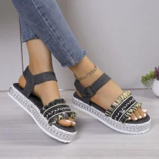 2024 Summer New Platform Sandals  Buckle Flat Roman Sandals Comfortable Women's Sandals 2