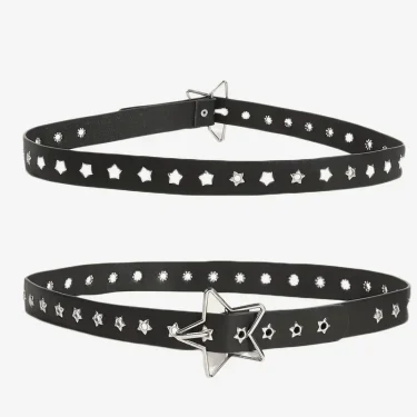 Star Eye Rivet Belt Goth Style Double Pin Buckle Man/woman Fashion Casual Punk Style Pu Leather Waistband for Jeans Y2K Belt 4