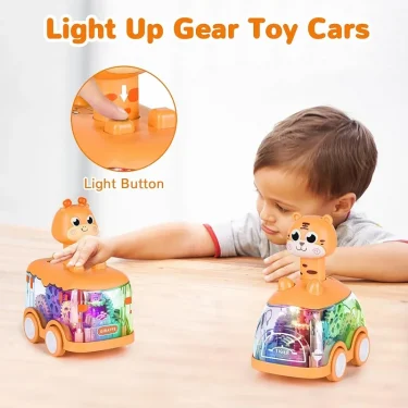 Baby Animal Car Toys Toddler Press and Go Cars Pull Back Car Light Up Toys Wind-up Cars for Kids 1 2 Year Old Boy Birthday Gifts 2