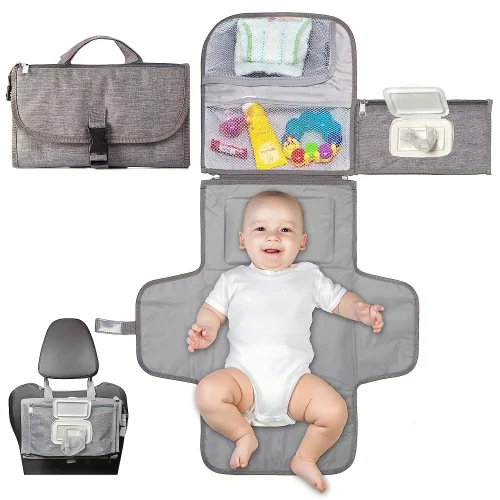 Portable Diaper Changing Pad For Newborn Baby Changing Pad with Smart Wipes Pocket Waterproof Travel Changing Kit 1