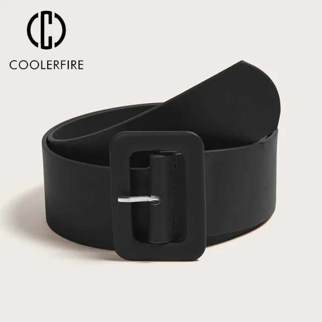 Women's Wide Belt PU Leather Belt Fashion Simple Belt for Women's Dress Luxury Designer Brand Black Pink Belt Female Strap DT167 1