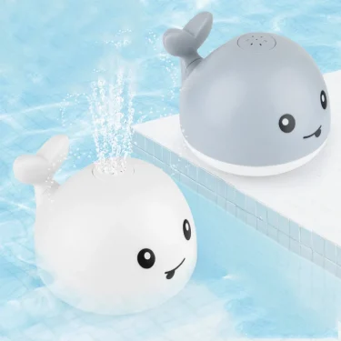 Electric Cartoon Whale Flashing Ball Water Squirting Sprinkler Baby Bath Toy Automatic Squirting Water Baby Bath Toy 2