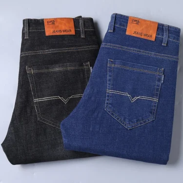 NEW Men's Classic Style Casual Stretch Slim Jean Pants Male Brand Denim Trousers Black Blue Fashion Business Jeans 6