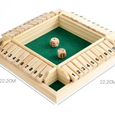 Wooden Dice Board Game Shut The Box for 4 Players Flaps & Dices Game Parent-children Interaction Family Entertainment 6