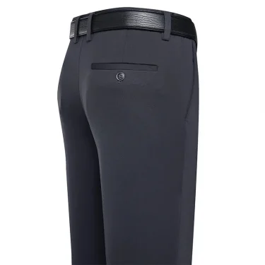 Suit Pants Men Business Casual Trousers Formal Dress Straight Pants Elastic Black Navy Blue Male Clothing 2