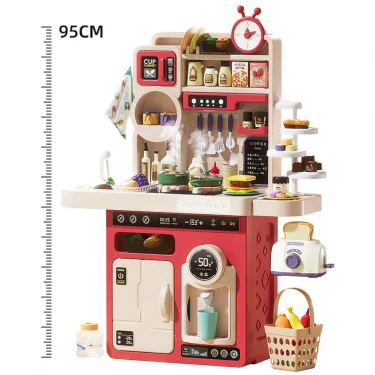 95CM Other Pretend Play Preschool Plastic kids games kitchen toys real Cooking Set Big Kitchen Food Toys for Girls pretend play 2