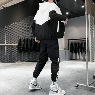 Men Tracksuit Casual Joggers Hooded Sportswear Jackets And Pants 2 Piece Sets Hip Hop Running Sports Suit 3