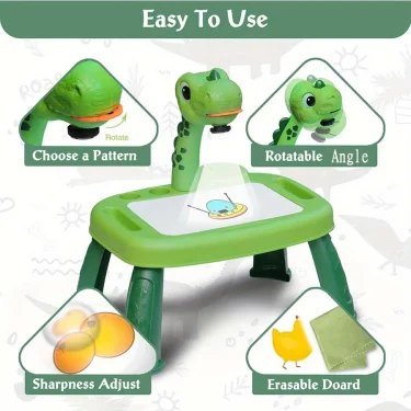 Children's projection painting table, pony shape, graffiti drawing board, electric with music, wipeable drawing board, baby earl 5