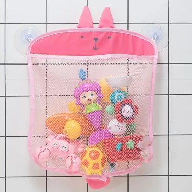 QWZ New Baby Bathroom Mesh Bag Sucker Design For Bath Toys Kids Basket Cartoon Animal Shapes Cloth Sand Toys Storage Net Bag 4