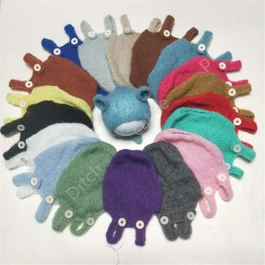 Handcraft Baby Hand Knit Mohair Bonnet & Pants On Baby Shower Gift Baby Photography Props 4