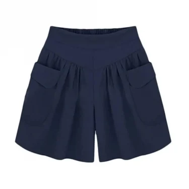 Wide Leg Sports Pants Summer Women Solid Color Elastic Waist Casual Loose Shorts with Pocket Female Shorts 2