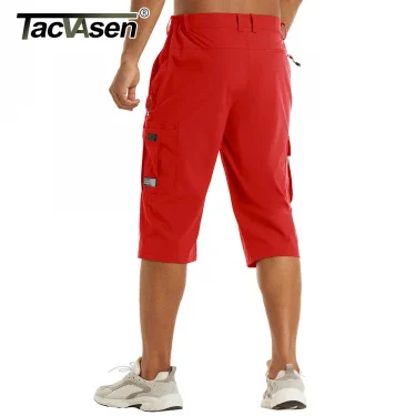 Summer Quick Dry 3/4 Capri Pants Men's Casual Multi-Pockets Lightweight Shorts Outdoor Hiking Cargo Nylon Pants Workout 3