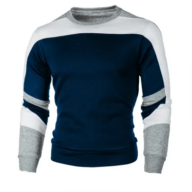 New Men's Casual Crewneck Sweatshirt Color Block Autum Spring Pullover Sweatshirts 5