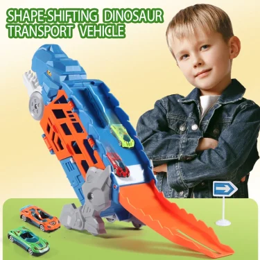 Dinosaur Morphed track ejection car Toy Alloy car model Boy morphed glide ejection transport Puzzle birthday gift 4