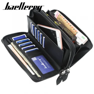 Name Engraving Baellerry Men's Long Purse Men Wallets Men Clutch Wallets Business Large Capacity High Quality Brand Male Purse 3