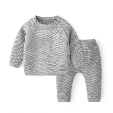 Baby Clothes Sets Ensembles Cotton Spring Newborn Boy Girl Infant Clothing Tops And Pants Knitted Sweater Baby Pajamas Sets 3