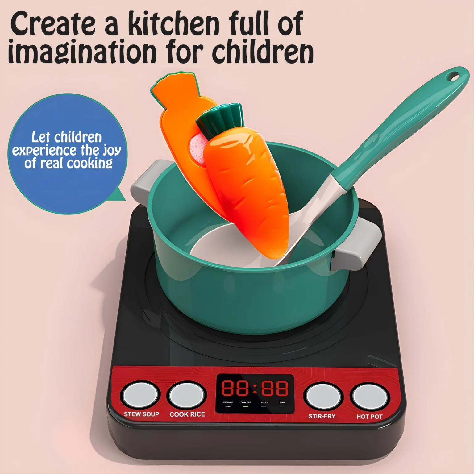 Colorful Kitchen Playset with Cutting Fruit and Vegetable Toys, Cooking Utensils, Pretend Play, Educational Toy for Toddlers 4