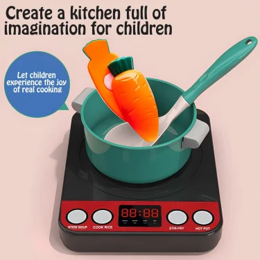 Colorful Kitchen Playset with Cutting Fruit and Vegetable Toys, Cooking Utensils, Pretend Play, Educational Toy for Toddlers 4