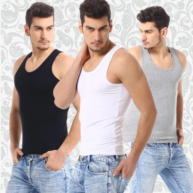 3-piece Cotton Thin MEN'S Tight Vest Young Boys Sports Casual Vest Joker Sleeveless Vest for Middle-aged and Elderly Men. 5
