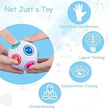 Magic Rainbow Puzzle Ball Speed Cube Ball Fun Stress Reliever Brain Teaser Color Matching 3D Puzzle Toy for Children Teen Adult 4