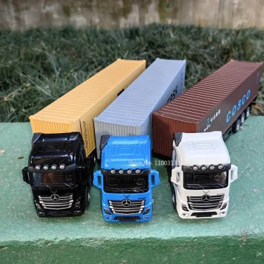1:50 Large Diecast Alloy Truck Car Model Toys Container Pull Back Sound And Light Transport Vehicles Model Toys For Boys Gifts 2