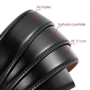 VATLTY 100cm-130cm Leather Belt for Men Alloy Automatic Buckle Silver Belt Male 31mm Non-porous Cowhide Boss Brown Belt Girdles 4
