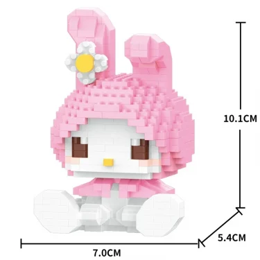 Sanrio Anime Hello Kitty My Melody Cinnamoroll Pompompurin Kuromi Friends Building Blocks Bricks Girl Children Kid Toy Gift Set 3