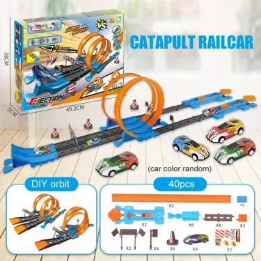 Stunt Speed Double Car Wheels Model Toys For Kids Racing Track Diy Assembled Rail Kits Educational Interactive Boy Children Toy 2