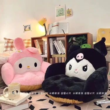 Aoger Big Size Cute Cinnamoroll Plush Half Surrounded Black Kuromi Cushion Backrest Dormitory Office Non-Slip Chair Cushion 2