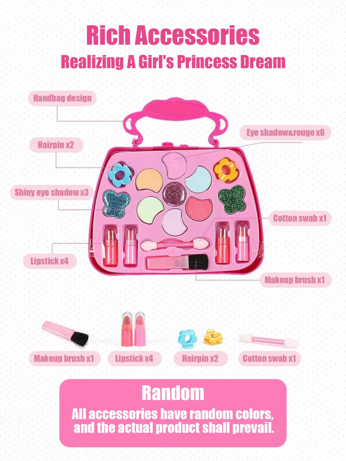 Children's beauty makeup bag toy for girl ,Kids Little handbag, princess washable, pretend toy, non-toxic and safe birthday gift 2