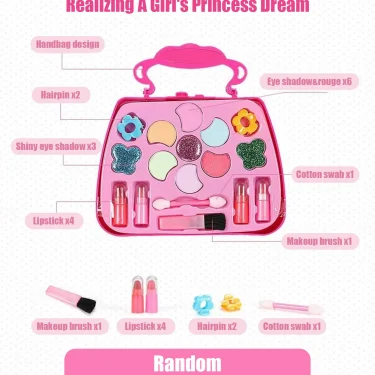 Children's beauty makeup bag toy for girl ,Kids Little handbag, princess washable, pretend toy, non-toxic and safe birthday gift 2