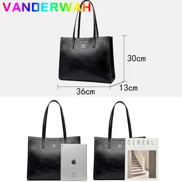 Vintage Large Capatity Tote Shoulder Bags Fashion Top-Handle Bags High Quality Pu Leather Bags Casual Letter Design Handbag 5