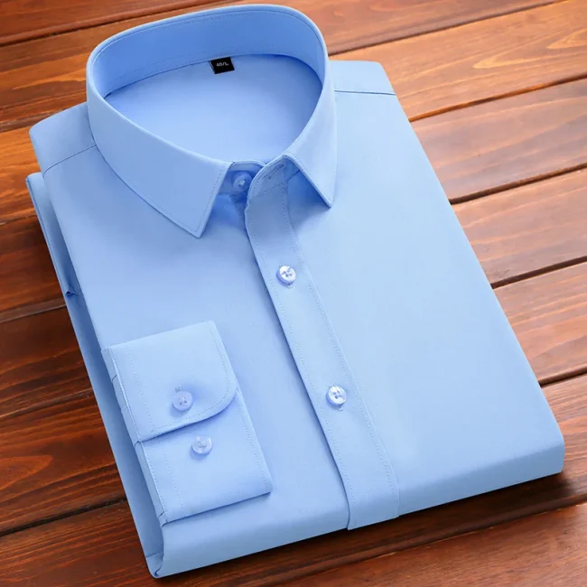 New Bamboo Fiber Anti-Wrinkle Mens Shirts Long Sleeve Dress Shirt For Slim Fit Camisa Social Business Blouse Formal Shirt S-6XL 3