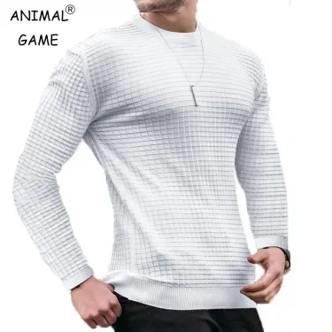 Sweatwear Men's Casual Long Sleeve Basic Knitted Sweater Pullover Male Round Collar Autumn Winter Tops Sweatshirts T-shirt 1
