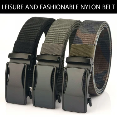 TUSHI Luxury Metal Automatic Buckle Canvas Belts For Men Tough Nylon Webbing Waistband Outdoor Jeans Pants Tactical Belt Hiking 2