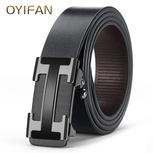 OYIFAN Top Quality Men's Genuine Leather Belt Men Leather Belts Size 105-160cm Automatic Belt Leather Belt for Men 1