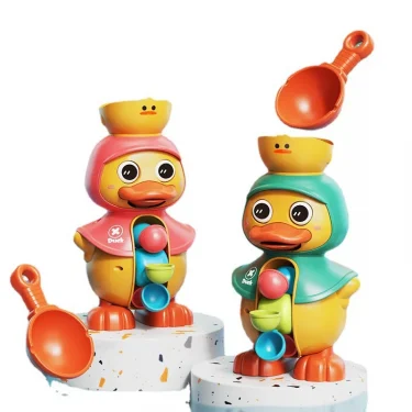 Kids Shower Bath Toys Cute Duck Bathtub Toys for Toddlers 1-4 Years Old with Rotating Water Wheels Bathroom Power Suction Water 3
