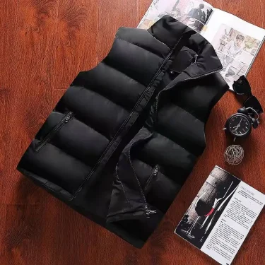 White Vest Jacket Men Slim Fit Stand Collar Sleeveless Puffer Jackets Spring Autumn Casual Waistcoat Men Warm Coat Trends 2