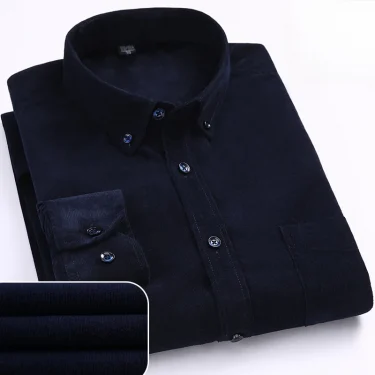 Plus Size S~6XL Corduroy Shirt Men Casual Long Sleeve Regular Fit Business Dress Shirts For Male Soft Leisur Comfortable Pocket 6