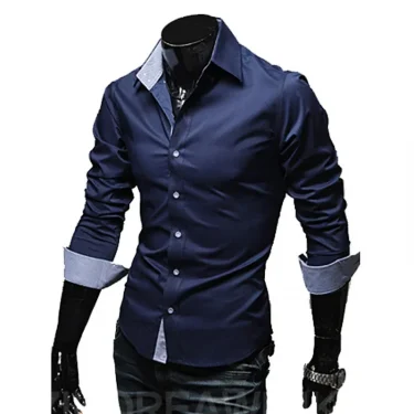 Mens Casual Shirts Single Breasted Mens Slim Fit Dress Long Sleeve Shirts Soild Male Social Shirts Designer Chemise Homme 2