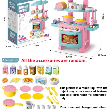 Kitchen Playset Toys, 2 Color Random Play Food Set Accessories Play Sink & Oven, Toddler Kitchen Mini Cutting for Boys and Girls 5