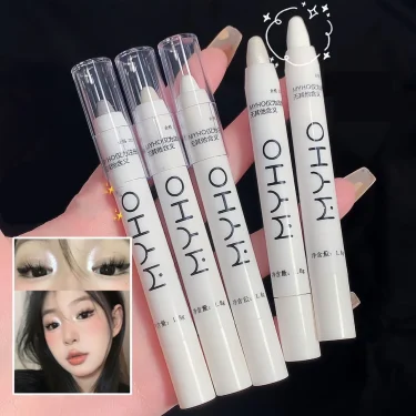 Brightening Silkworm Eyeshadow Pen Lasting Waterproof Shiny Matte White Eyeshadow Stick Pearlescent Gel Highlighter Stick Makeup 3
