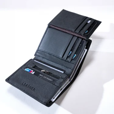 Men's wallet Genuine Leather Wallets For Men Coin Purse Vintage Vertical Short Credit Card Holder Money Bag Men's RFID wallet 1