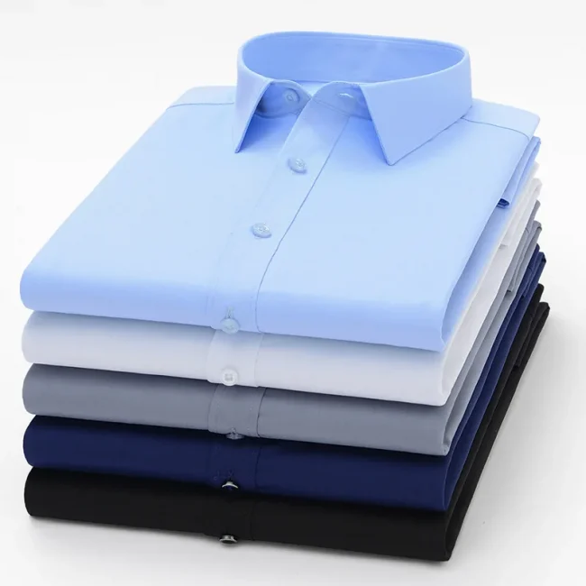 New Bamboo Fiber Anti-Wrinkle Mens Shirts Long Sleeve Dress Shirt For Slim Fit Camisa Social Business Blouse Formal Shirt S-6XL 1